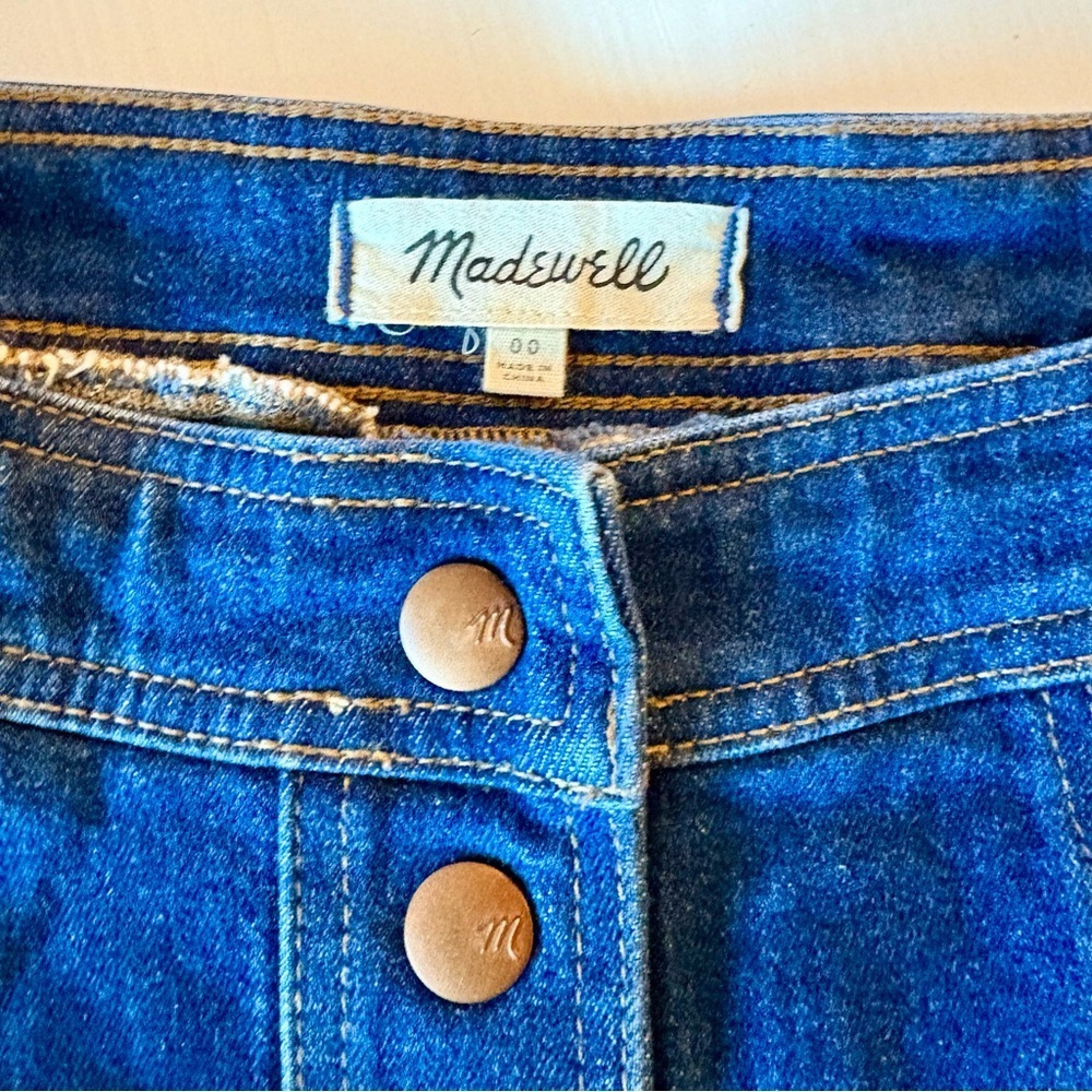 Madewell Denim A-Line Mini Skirt with Front Snap Buttons Size 00 - Picture 5 of 6